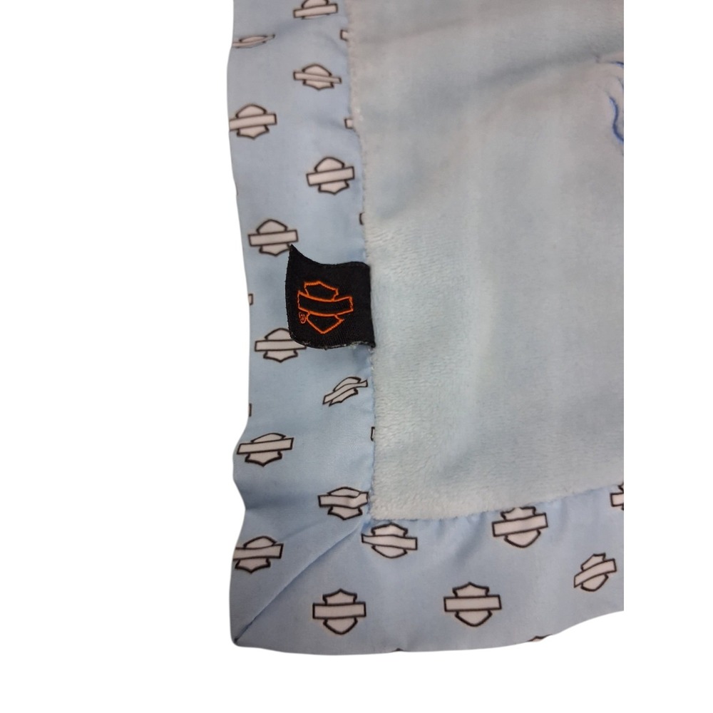 Harley-Davidson Baby Security Blanket Lovey Dog Blue/Brown Embroidered 13.5 in - Picture 6 of 8